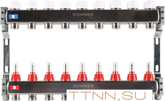 Для отопления Rommer 1"/3/4"x9 с расходомерами (RMS-1200-000009)