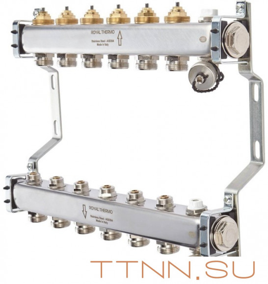 Для отопления Royal Thermo 1" ВР-3/4" НР, 11 выходов, нерж. (RTE 51.111)