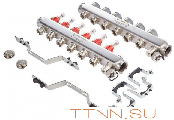 Для отопления Royal Thermo 1" ВР-3/4" НР, 7 выходов с расходомерами, нерж. (RTE 52.107)