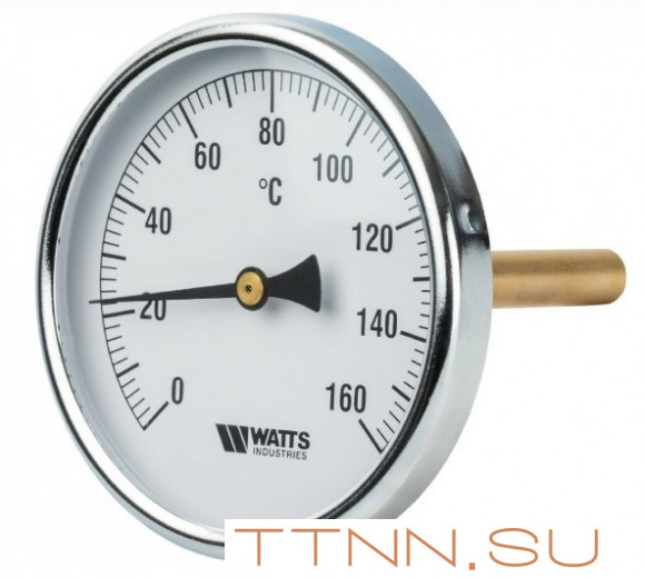 Термометр биметаллический с погружной гильзой Watts F+R801 (T) 80/50 резьба с самоуплотнением