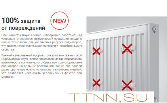 Стальной панельный радиатор Тип 10 Royal Thermo HYGIENE 10-300-1300