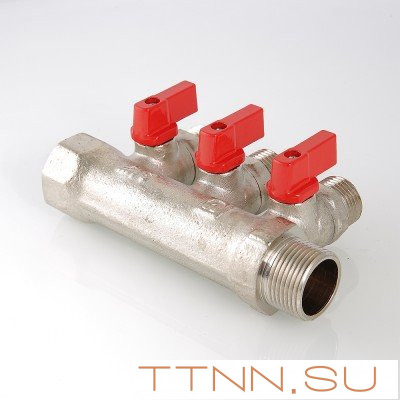 Коллектор с отсекающими кранами Valtec 3/4*2*1/2 VT.580 Коллектор с отсекающими кранами Valtec 3/4*2*1/2 VT.580