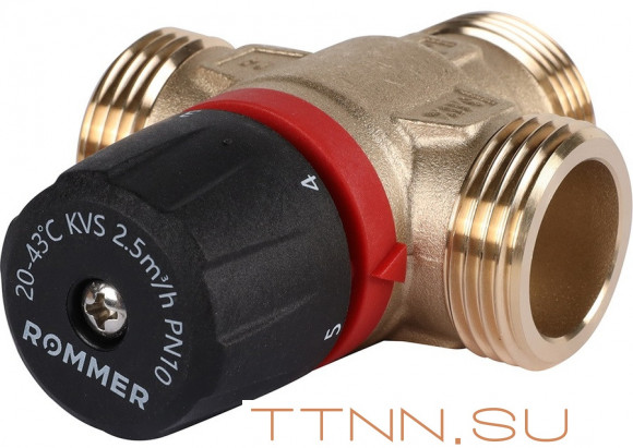 Смесительный клапан Rommer 1" НР 20-43°С KV 2,5 (RVM-0231-254325) боковое смешивание Смесительный клапан Rommer 1" НР 20-43°С KV 2,5 (RVM-0231-254325) боковое смешивание