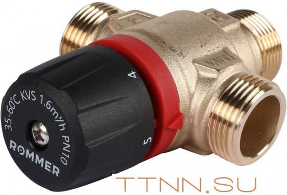 Смесительный клапан Rommer 3/4" НР 35-60°С KV 1,6 (RVM-0122-166020) боковое смешивание Смесительный клапан Rommer 3/4" НР 35-60°С KV 1,6 (RVM-0122-166020) боковое смешивание