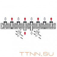 Стальной коллектор HOOBS 4 выхода, длина 1050 мм, в комплекте с теплоизоляцией и креплением