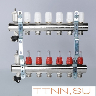 Для отопления VALTEC 1"х5 вых. Евроконус 3/4" с расходомерами в сборе Для отопления VALTEC 1"х5 вых. Евроконус 3/4" с расходомерами в сборе
