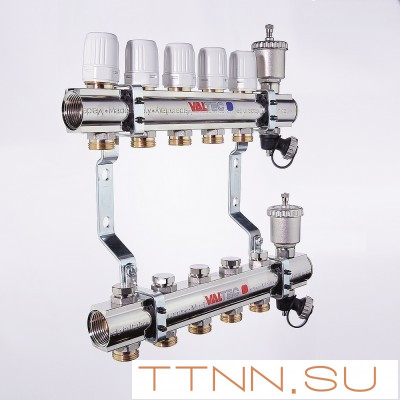 Для отопления VALTEC 1"х8 вых. Евроконус 3/4"