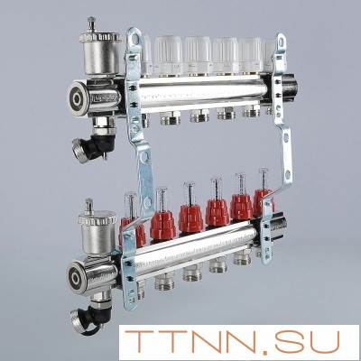 Для отопления VALTEC 1"х9 вых. Евроконус 3/4" с расходомерами в сборе