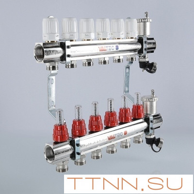 Для отопления VALTEC 1"х9 вых. Евроконус 3/4" с расходомерами в сборе