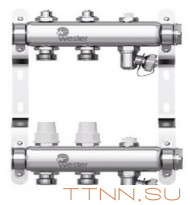 Коллектор нерж. для отопления Wester 1"-3/4 в сборе на 2 выхода с 2 заглушками