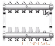 Коллектор нерж. для отопления Wester 1"-3/4 в сборе на 5 выходов с 2 заглушками