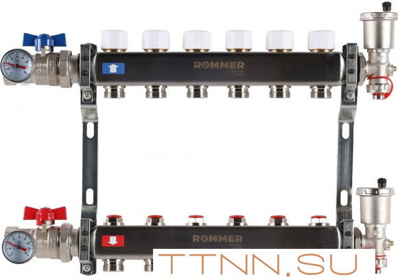 Для отопления Rommer 1"/3/4"x6 с запорными клапанами (RMS-3210-000006)
