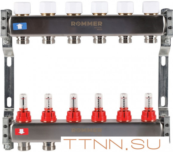 Для отопления Rommer 1"/3/4"x6 с расходомерами (RMS-1200-000006)