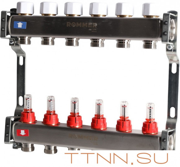 Для отопления Rommer 1"/3/4"x6 с расходомерами (RMS-1200-000006)