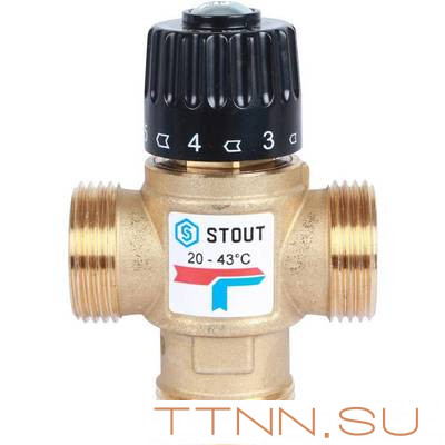 Смесительный клапан STOUT 1 НР 20-43°С KV 1,6 м3/ч Смесительный клапан STOUT 1 НР 20-43°С KV 1,6 м3/ч