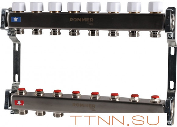 Для отопления Rommer 1"/3/4"x8 с запорными клапанами (RMS-3200-000008)