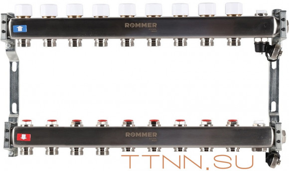 Для отопления Rommer 1"/3/4"x9 с запорными клапанами (RMS-3201-000009)